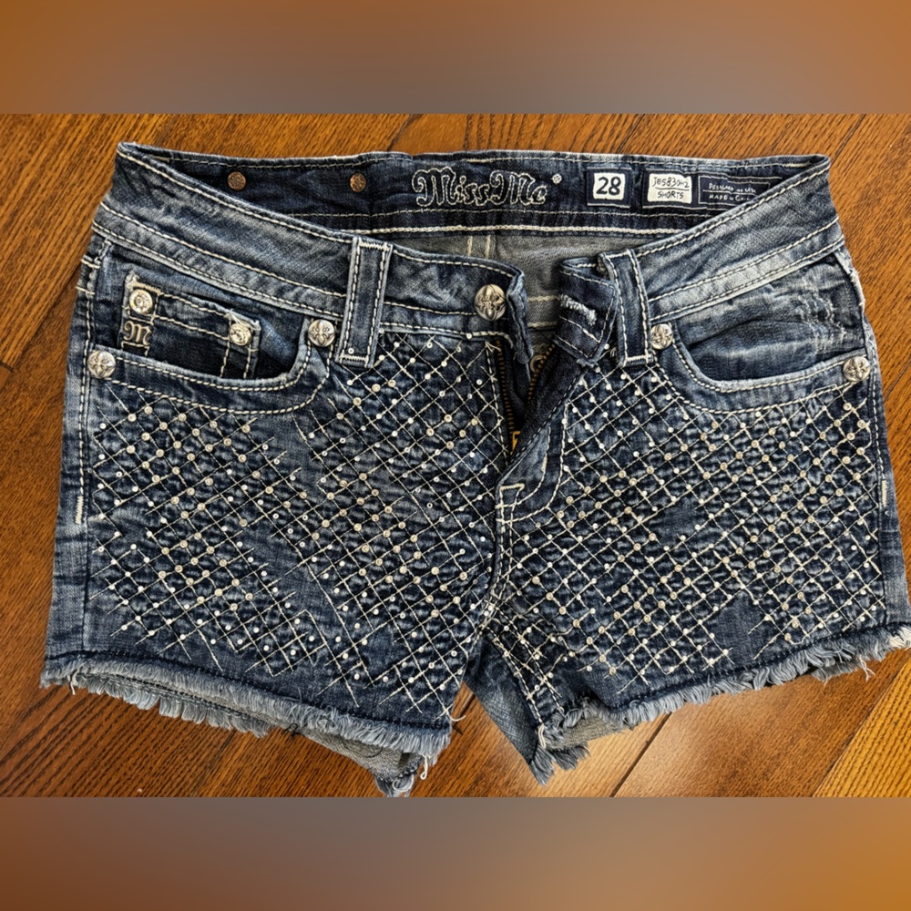 Miss Me Rhinestone denim shorts